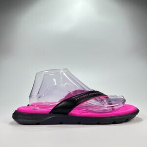 Under Armour Ignite Pro Marbella Black Pink Comfort Slides Sandals Womens Size 8